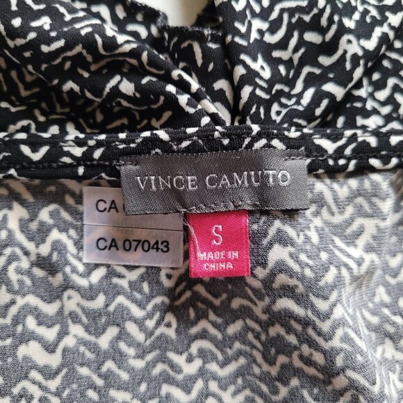 Vince Camuto blouse stretchy pull over black and white stripes clingy ruched top - Picture 10 of 15